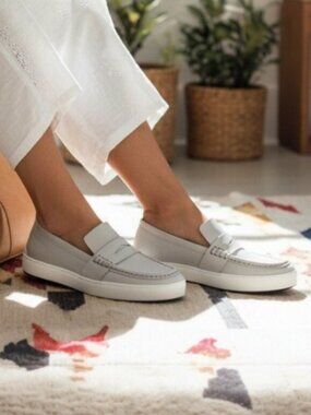 Rag & Bone New York Colby Light Gray Moccasin Platform Loafer, Size 7